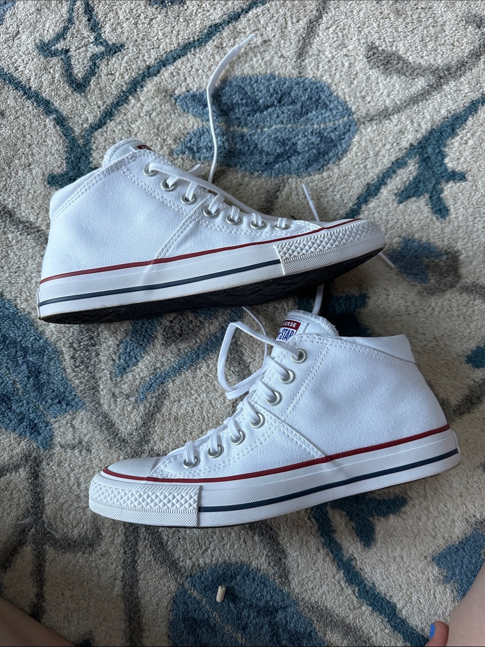 Converse Mid Top Madison in White with Red & Black Stripes - Picture 7 of 7